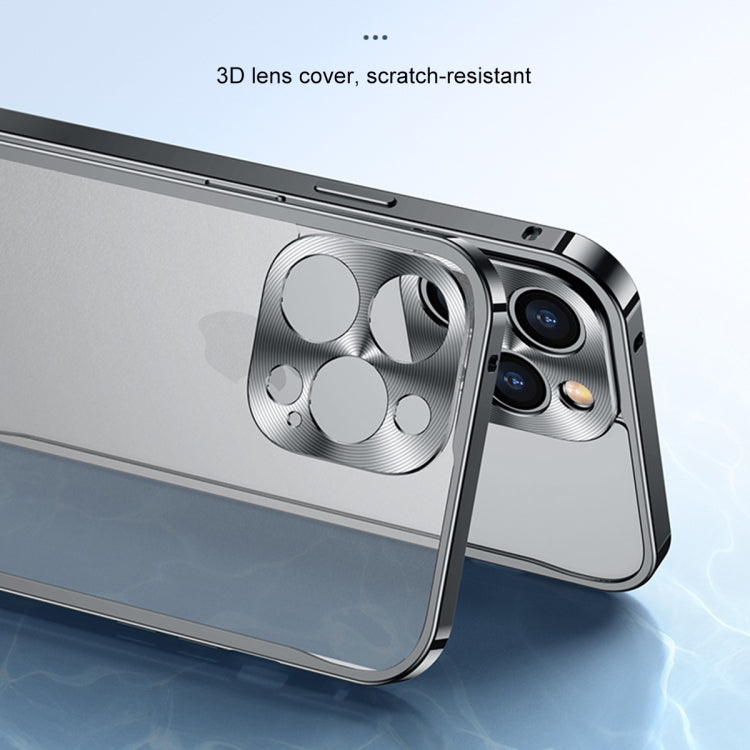 For iPhone 13 Pro Metal Frame Frosted PC Shockproof Phone Case (Ocean Blue)