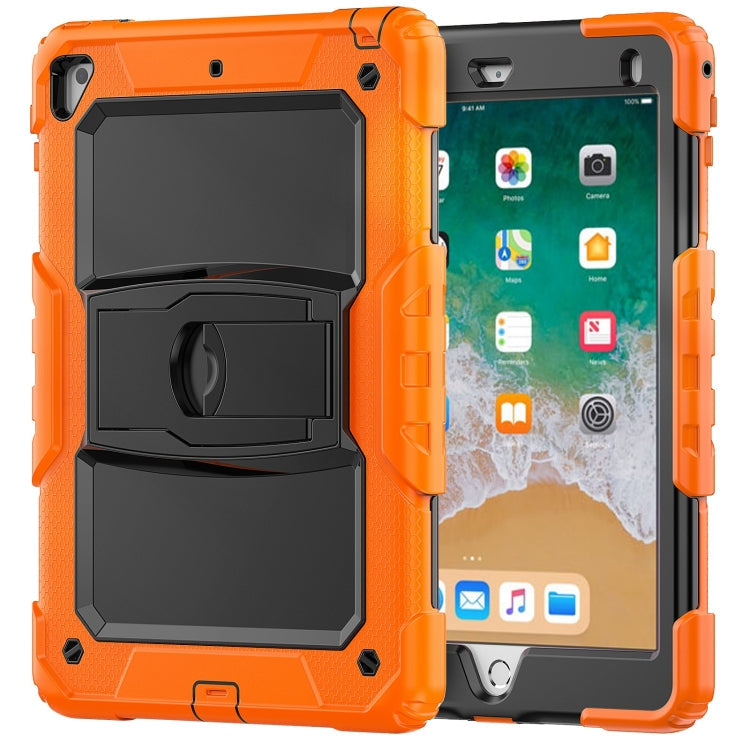 Shockproof Colorful Silicone + Black PC Tablet Protective Case with Holder & Shoulder Strap, For iPad 9.7 2018 / 2017