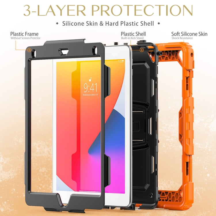 Shockproof Colorful Silicone + Black PC Tablet Protective Case with Holder & Shoulder Strap, For iPad 9.7 2018 / 2017