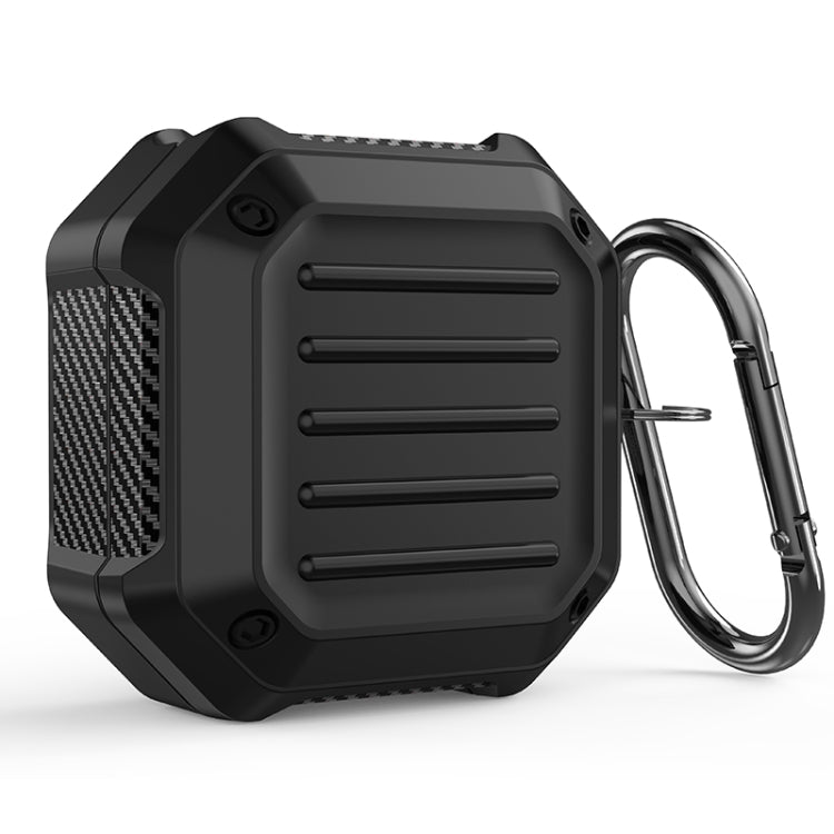 For Samsung Galaxy Buds Live / Buds 2 / Buds Pro / Buds 2 Pro Shockproof Carbon Fiber Luggage Earphone Protective Case with Hook(Black)
