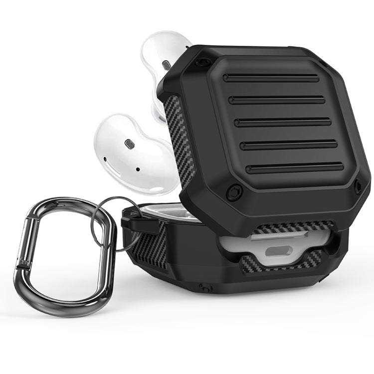 For Samsung Galaxy Buds Live / Buds 2 / Buds Pro / Buds 2 Pro Shockproof Carbon Fiber Luggage Earphone Protective Case with Hook(Blue)