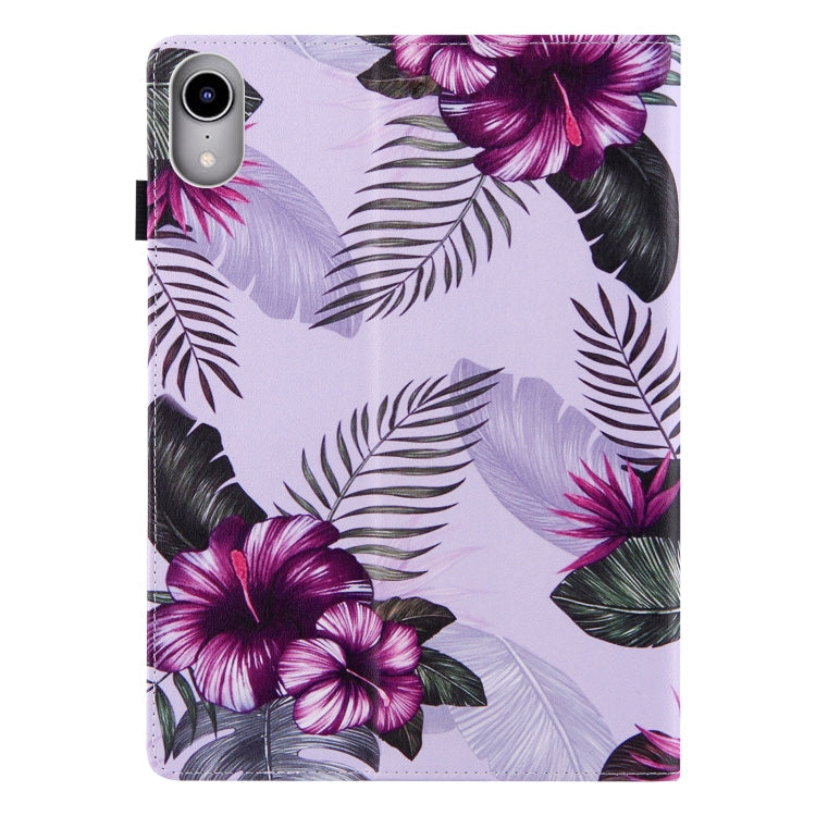 For iPad mini 2024 / mini 6 Silk Texture Horizontal Flip Tablet Leather Case with Holder & Card Slot & Sleep / Wake-up Function(Purple Flower)