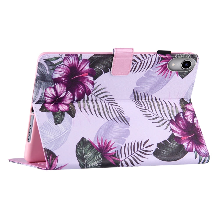 For iPad mini 2024 / mini 6 Silk Texture Horizontal Flip Tablet Leather Case with Holder & Card Slot & Sleep / Wake-up Function(Purple Flower)