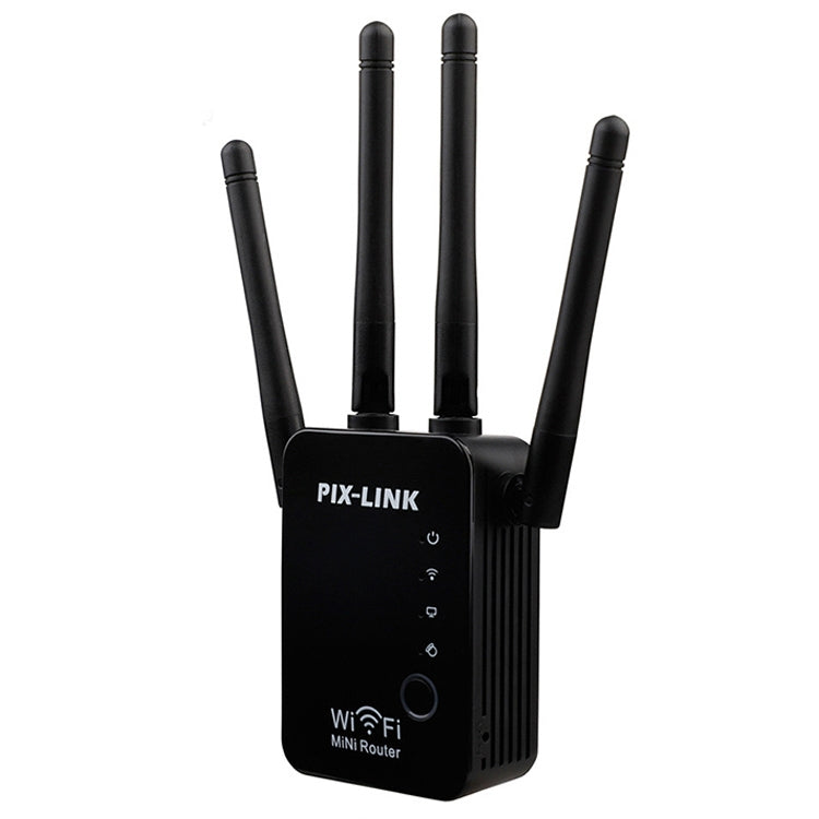 Wireless Smart WiFi Router Repeater with 4 WiFi Antennas, Plug Specification:UK Plug(Black)