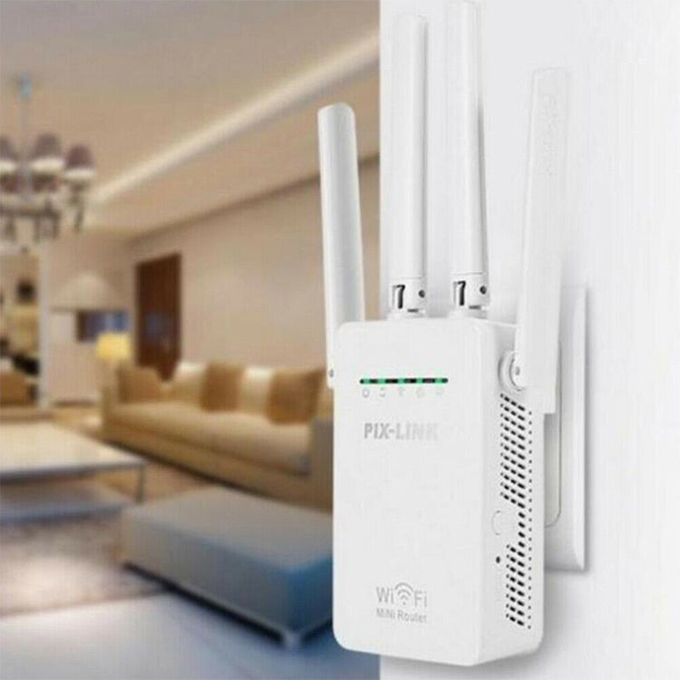 Wireless Smart WiFi Router Repeater with 4 WiFi Antennas, Plug Specification:UK Plug(Black)