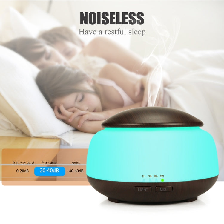 Wood Grain Humidifier Air Purifier Ultrasonic Atomization Household Aromatherapy Machine with Colorful LED Light Automatic Alcohol Sprayer, Plug Specification:UK Plug(Dark Brown)