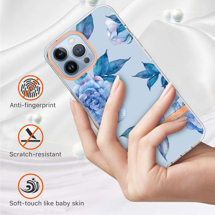 For iPhone 13 Pro Flowers and Plants Series IMD TPU Phone Case (Orchid Peony)