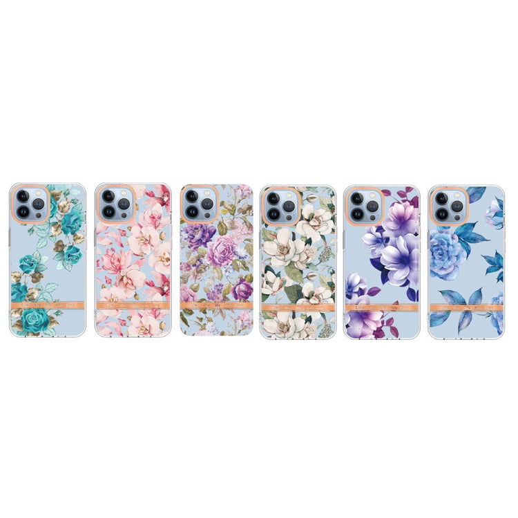 For iPhone 13 Pro Flowers and Plants Series IMD TPU Phone Case (Orchid Peony)