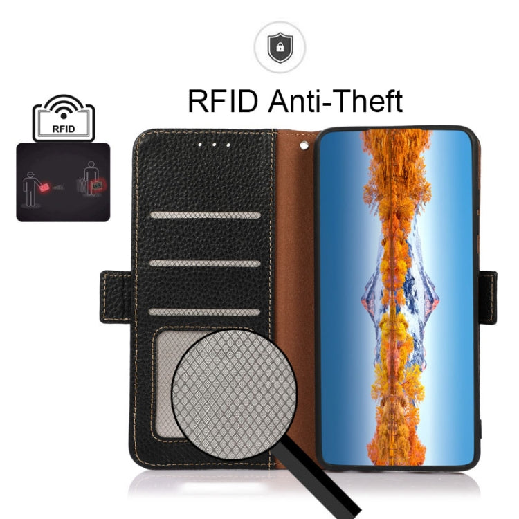 KHAZNEH Side-Magnetic Litchi Genuine Leather RFID Phone Case, For Samsung Galaxy A02s EU Version, For Samsung Galaxy A02s Global Version, For Samsung Galaxy A03s 166mm Version, For Samsung Galaxy A12 5G, For Samsung Galaxy A22 4G                       ...