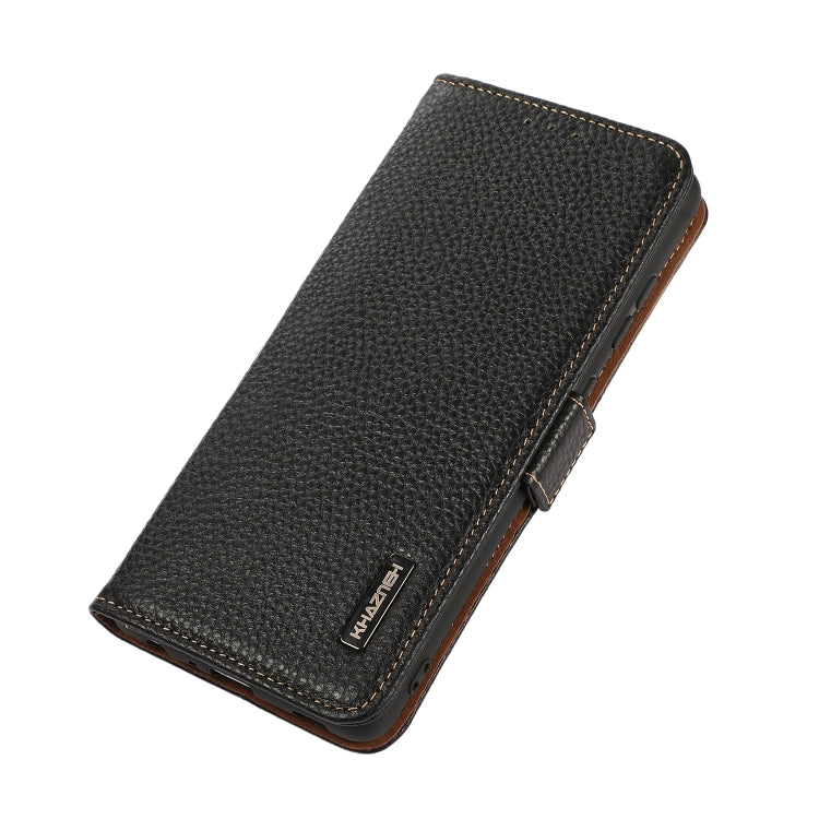 KHAZNEH Side-Magnetic Litchi Genuine Leather RFID Phone Case, For Samsung Galaxy A03 166mm Version, For Samsung Galaxy A03s 164mm Version, For Samsung Galaxy A13 4G, For Samsung Galaxy A13 5G, For Samsung Galaxy A33 5G, For Samsung Galaxy A53 5G