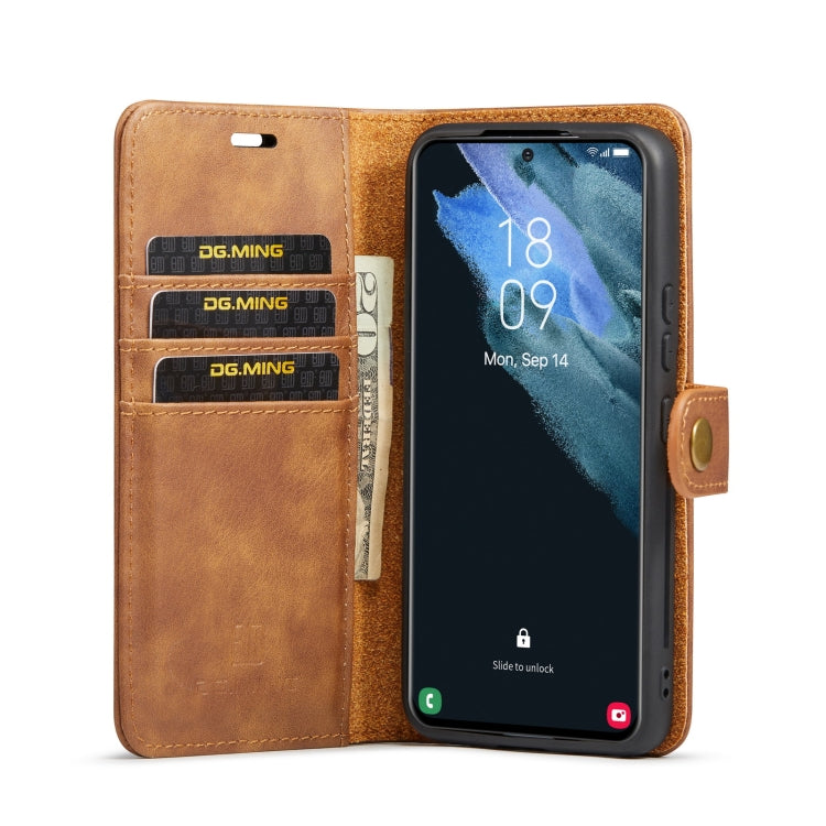 For Samsung Galaxy S22 5G DG.MING Crazy Horse Texture Detachable Magnetic Leather Phone Case(Brown)