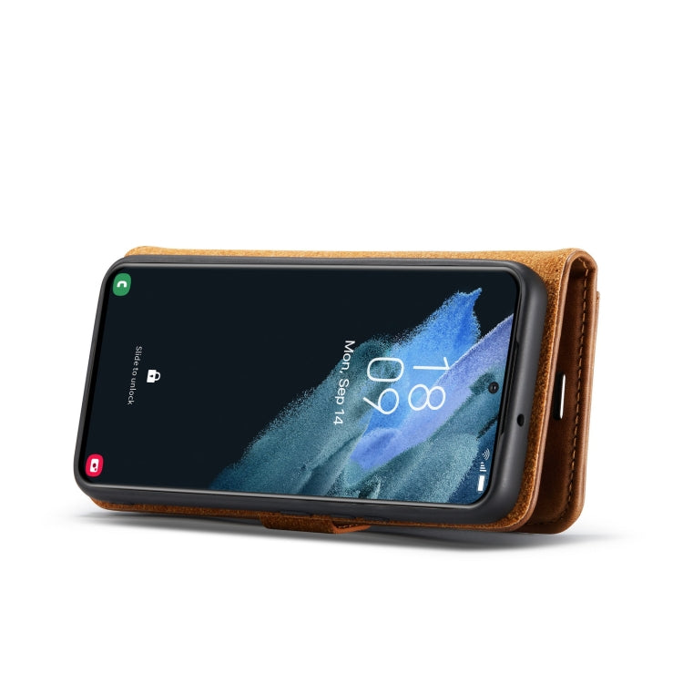 For Samsung Galaxy S22 5G DG.MING Crazy Horse Texture Detachable Magnetic Leather Phone Case(Brown)