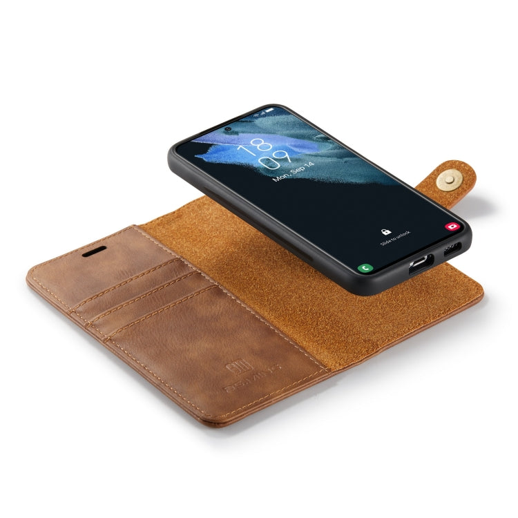 For Samsung Galaxy S22 5G DG.MING Crazy Horse Texture Detachable Magnetic Leather Phone Case(Brown)