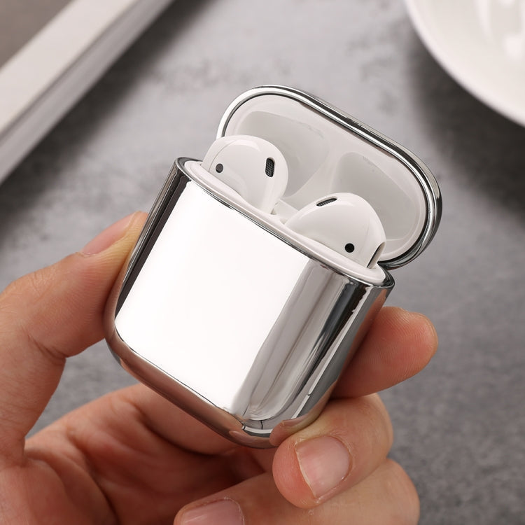 For AirPods 1/2 Electroplated PC Earphones Shockproof Protective Case(Silver)