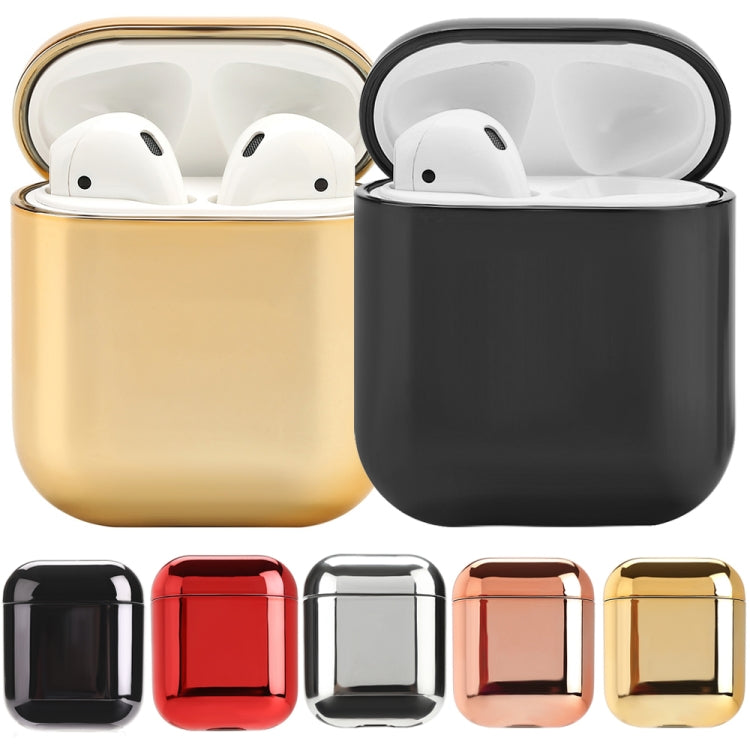 For AirPods 1/2 Electroplated PC Earphones Shockproof Protective Case(Silver)