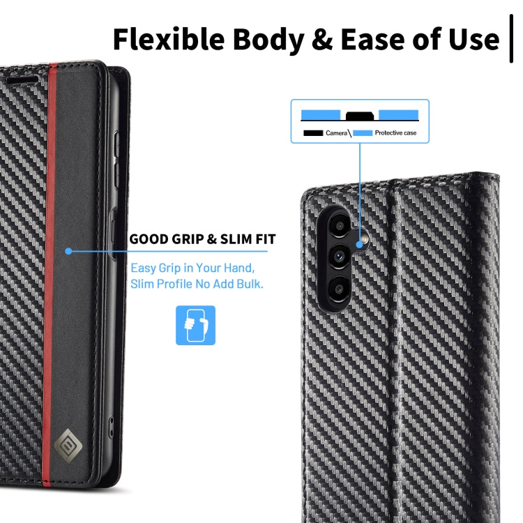 LC.IMEEKE Carbon Fiber Horizontal Flip Leather Phone Case, For Samsung Galaxy A13 5G, For Samsung Galaxy S22 Ultra 5G