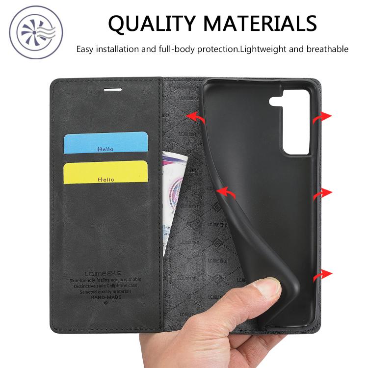 LC.IMEEKE Soft PU + TPU Magnetic Skin-friendly Feeling Leather Phone Case, For Samsung Galaxy S22+ 5G