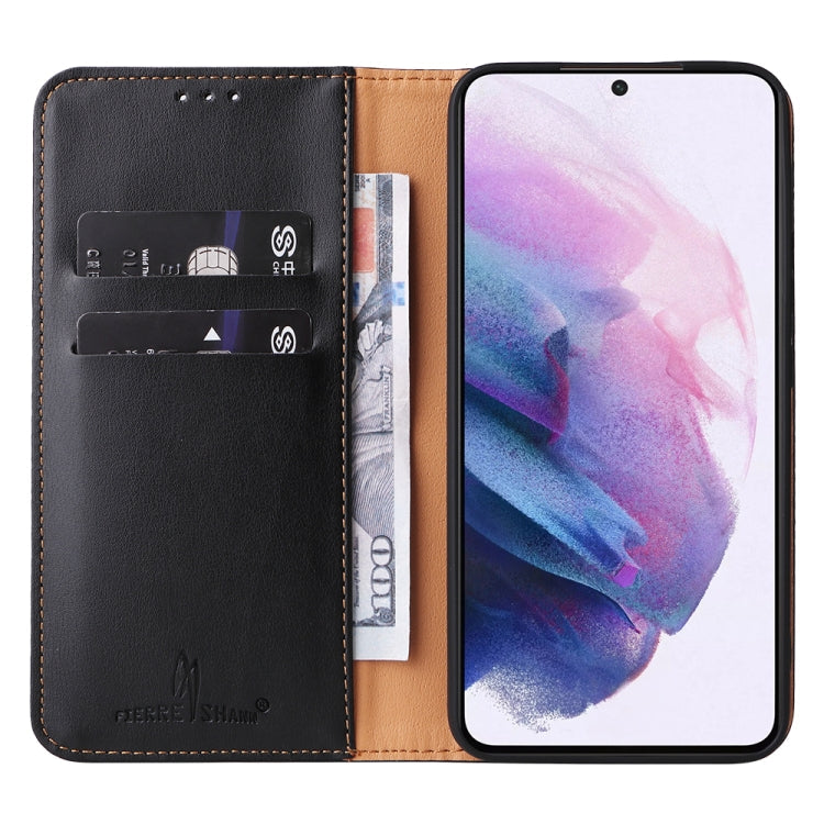 Fierre Shann PU Genuine Leather Texture Leather Phone Case, For Samsung Galaxy S22 5G, For Samsung Galaxy S22+ 5G, For Samsung Galaxy S22 Ultra 5G