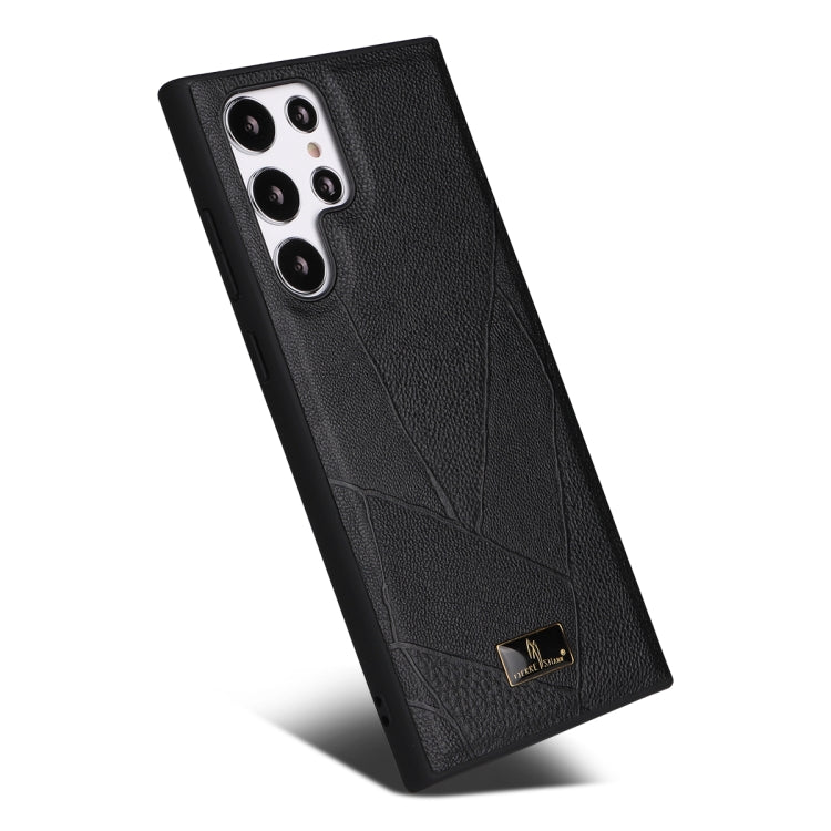 Fierre Shann Leather Texture Phone Back Cover Case, For Samsung Galaxy S22 Ultra 5G