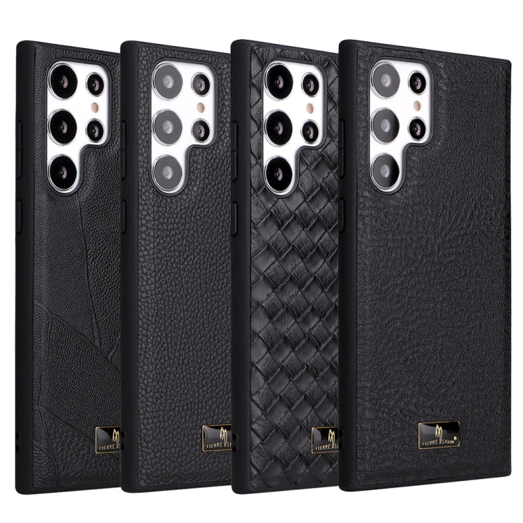 Fierre Shann Leather Texture Phone Back Cover Case, For Samsung Galaxy S22 Ultra 5G