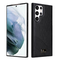 Fierre Shann Leather Texture Phone Back Cover Case, For Samsung Galaxy S22 Ultra 5G