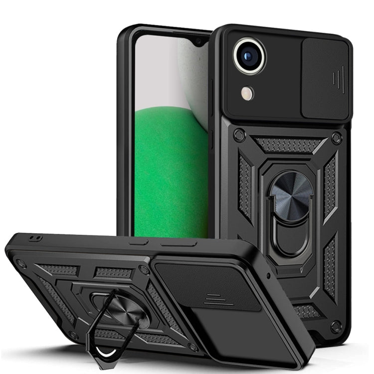 For Samsung Galaxy A03 Core Sliding Camera Cover Design TPU+PC Phone Case(Black)