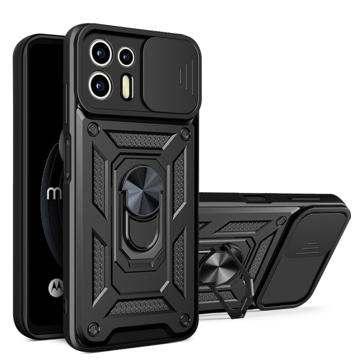 For Motorola Edge 20 Lite Sliding Camera Cover TPU+PC Phone Case(Black)