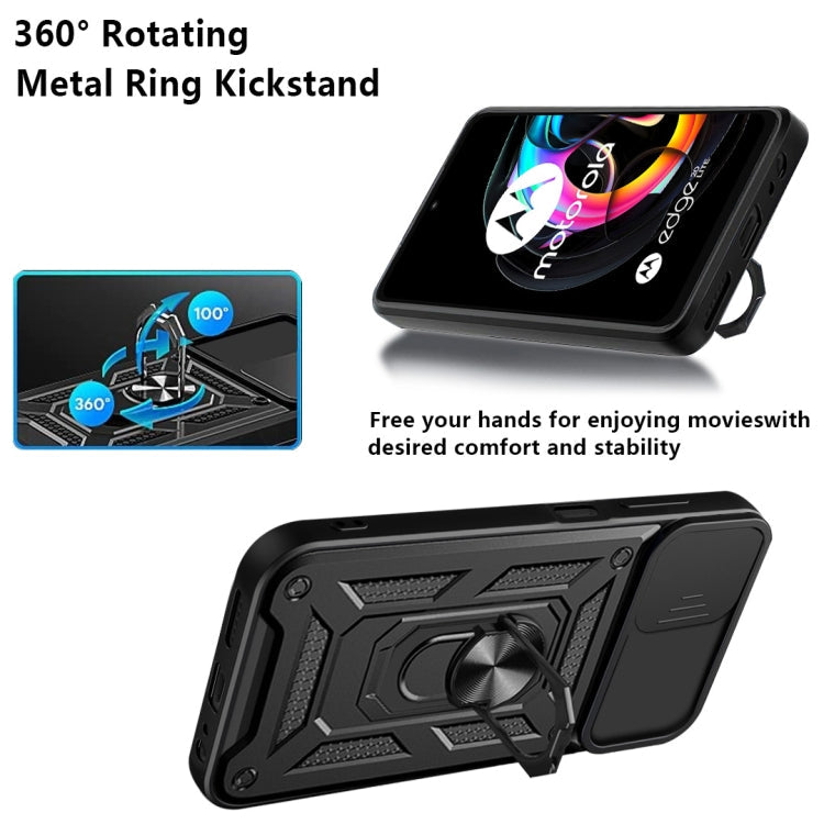 For Motorola Edge 20 Lite Sliding Camera Cover TPU+PC Phone Case(Black)