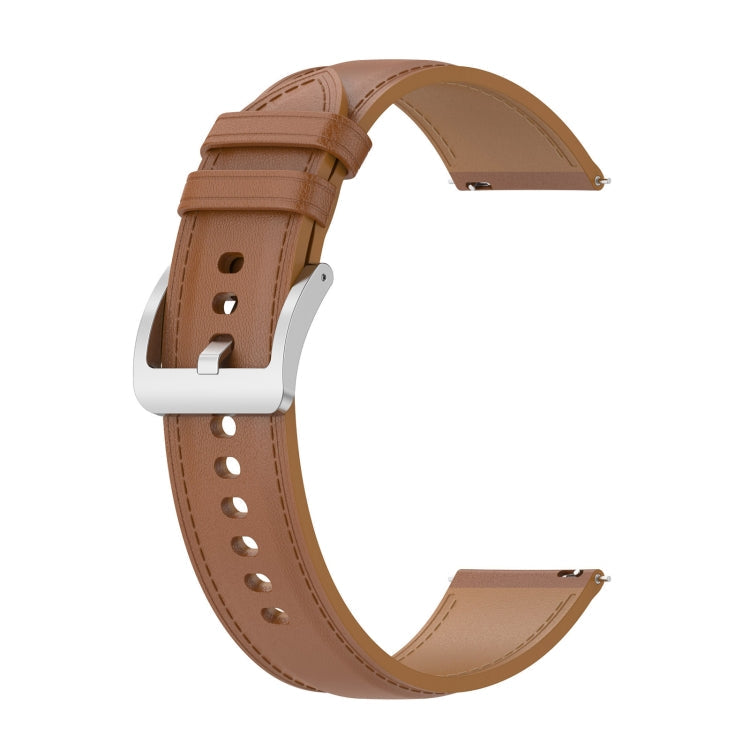 22mm Genuine Leather Watch Band for Huawei Watch GT3 46mm/GT2 46mm/Samsung Galaxy Watch3 45mm(Light Brown)