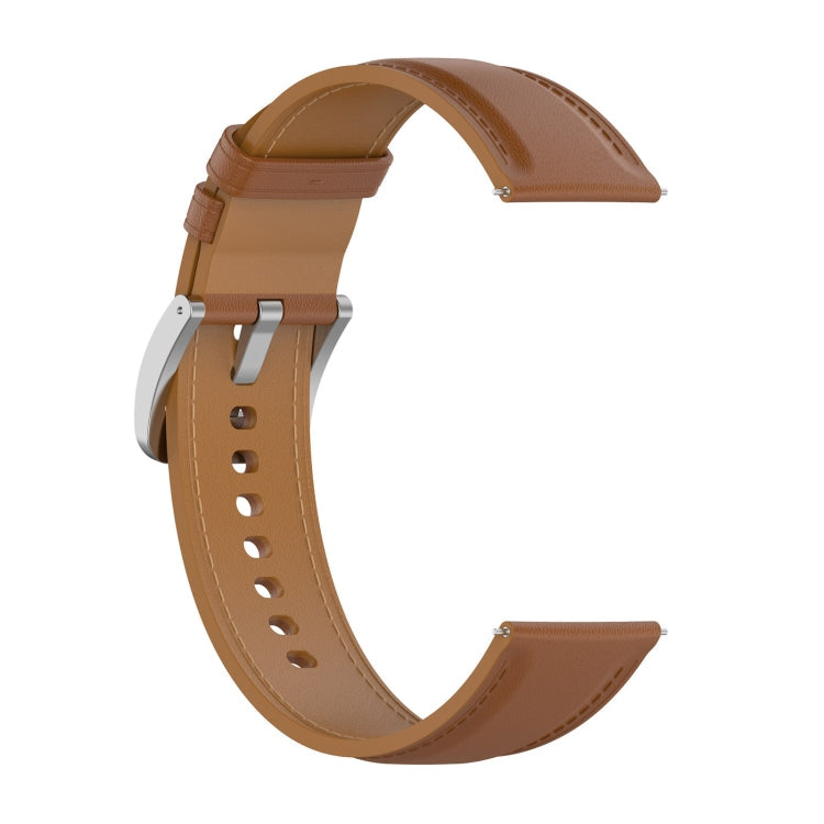 22mm Genuine Leather Watch Band for Huawei Watch GT3 46mm/GT2 46mm/Samsung Galaxy Watch3 45mm(Light Brown)