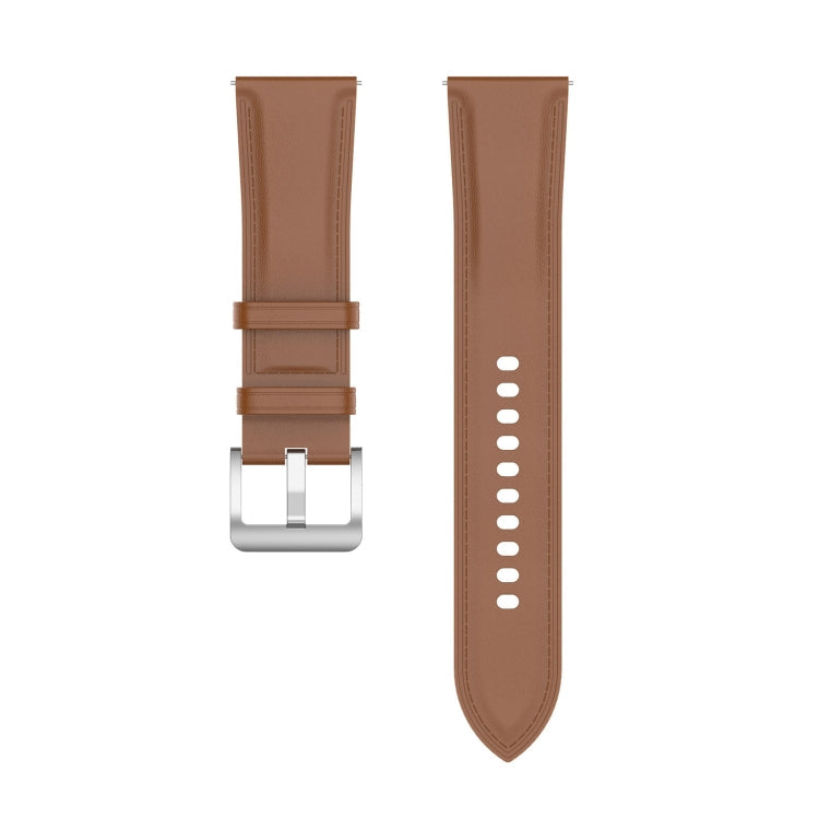 22mm Genuine Leather Watch Band for Huawei Watch GT3 46mm/GT2 46mm/Samsung Galaxy Watch3 45mm(Light Brown)