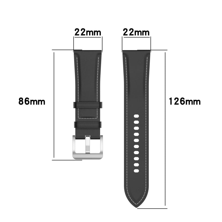 22mm Genuine Leather Watch Band for Huawei Watch GT3 46mm/GT2 46mm/Samsung Galaxy Watch3 45mm(Light Brown)