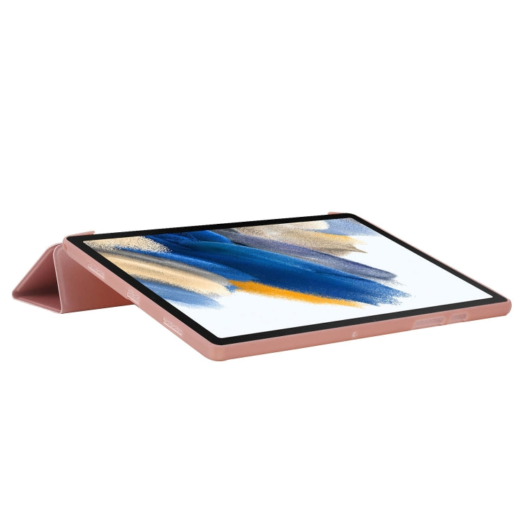 For Samsung Galaxy Tab A8 10.5 2021 TPU Three-fold Horizontal Flip Leather Case(Rose Gold)