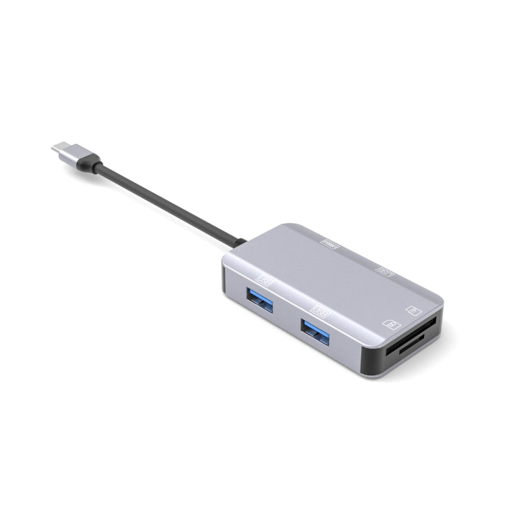 NK-3049H 6 in 1 USB-C / Type-C to TF / SD Card Slot  USB 3.0  3 USB 2.0 Female Adapter(Space Grey)