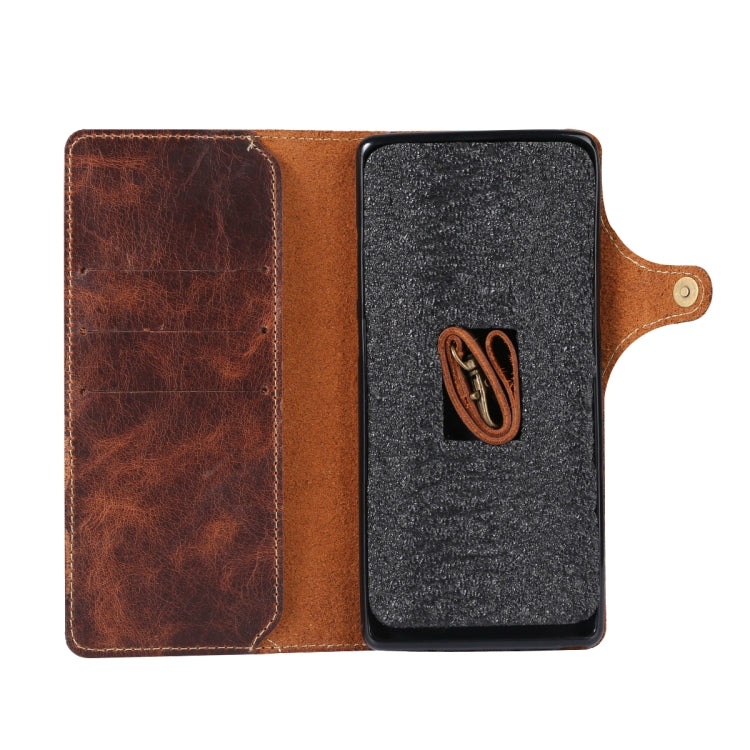Denior Oil Wax Cowhide Magnetic Button Horizontal Flip Leather Case with Card Slots & Wallet, For iPhone XR, For Galaxy S8 Plus, For iPhone XS Max, For Galaxy S9, For Galaxy S9 Plus, For Galaxy Note 8