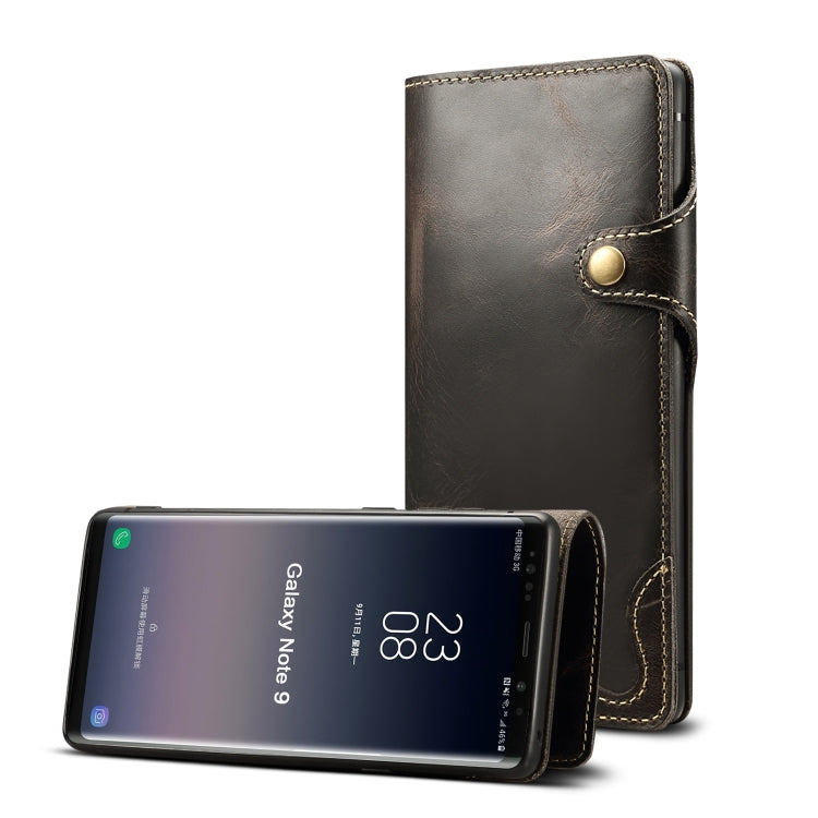 Denior Oil Wax Cowhide Magnetic Button Horizontal Flip Leather Case with Card Slots & Wallet, For Galaxy Note9, For Huawei Mate 20, For Galaxy S10, For Galaxy S10e, For Galaxy S10 Plus, For Galaxy Note 10