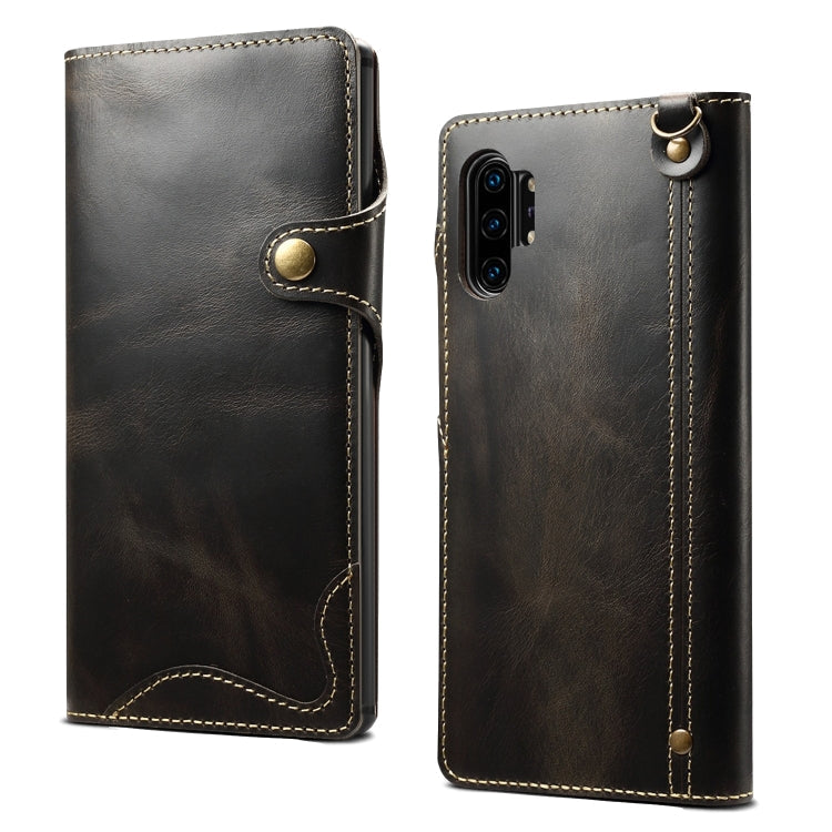 Denior Oil Wax Cowhide Magnetic Button Horizontal Flip Leather Case with Card Slots & Wallet, For Galaxy Note 10 Plus, For iPhone 11, For iPhone 11 Pro, For iPhone 11 Pro Max
