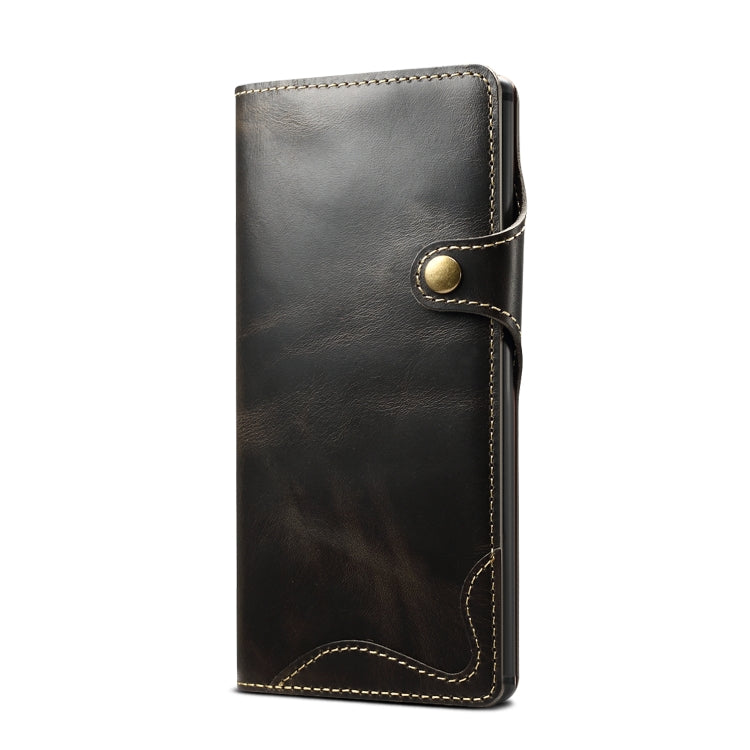 Denior Oil Wax Cowhide Magnetic Button Horizontal Flip Leather Case with Card Slots & Wallet, For Galaxy Note 10 Plus, For iPhone 11, For iPhone 11 Pro, For iPhone 11 Pro Max