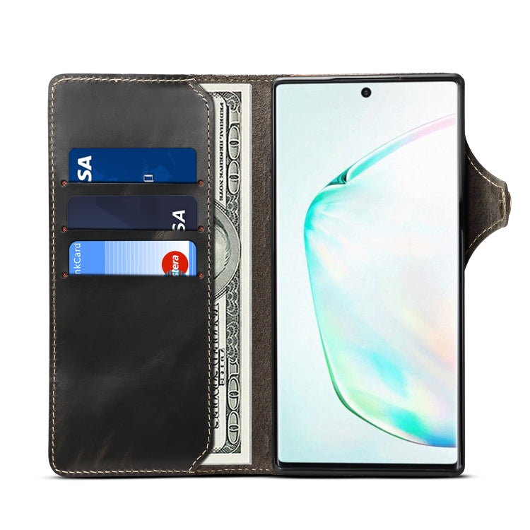 Denior Oil Wax Cowhide Magnetic Button Horizontal Flip Leather Case with Card Slots & Wallet, For Galaxy Note 10 Plus, For iPhone 11, For iPhone 11 Pro, For iPhone 11 Pro Max