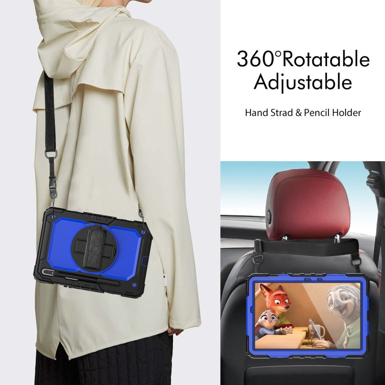 For Samsung Galaxy Tab S8 11 inch SM-X700 Silicone + PC Tablet Case with Shoulder Strap(Black+Dark Blue)