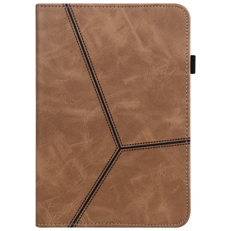 For iPad Pro 12.9 2022 / 2021 / 2020 / 2018 Solid Color Embossed Striped Leather Case(Brown)