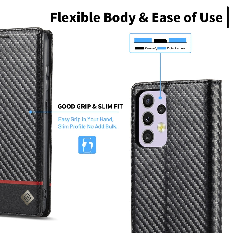 LC.IMEEKE Carbon Fiber PU + TPU Leather Phone Case, For Samsung Galaxy A33 5G
