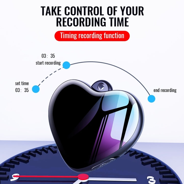 Q66 Heart Pendant Smart HD Noise Reduction Voice Control Recording Pen, Capacity:8GB