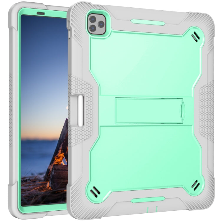 For iPad Pro 12.9 2022 / 2021 / 2020 / 2018 Silicone + PC Shockproof Tablet Case(Mint Green+Grey)