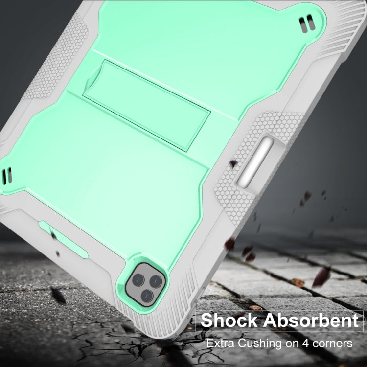 For iPad Pro 12.9 2022 / 2021 / 2020 / 2018 Silicone + PC Shockproof Tablet Case(Mint Green+Grey)