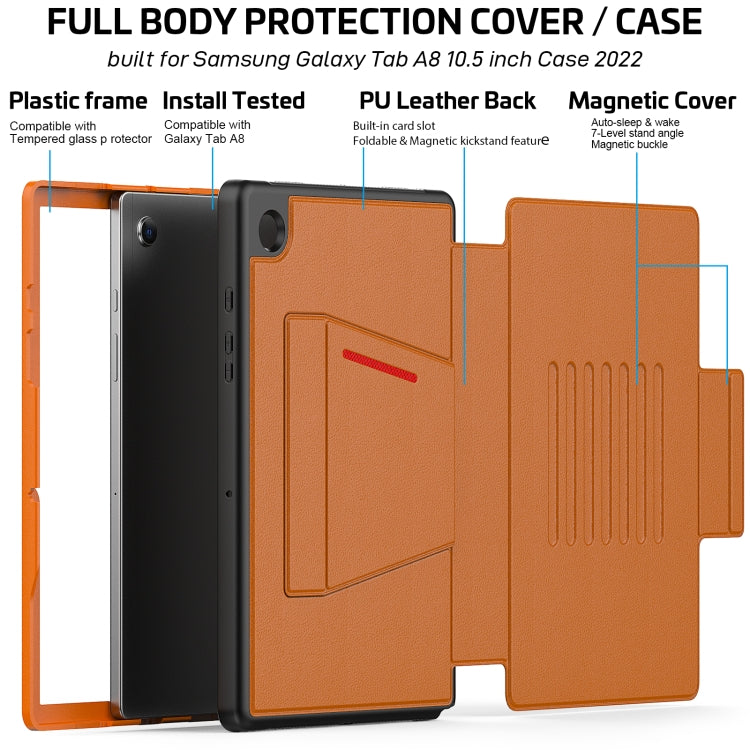 For Samsung Galaxy Tab A8 10.5 2021 Smart B Magnetic Leather Tablet Case(Brown)