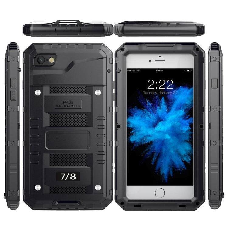 For iPhone SE 2022 / SE 2020 / 8 / 7 Metal + Silicone Phone Case with Screen Protector(Black)