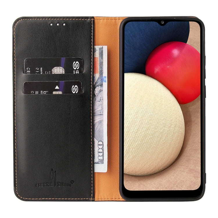 Fierre Shann PU Genuine Leather Texture Leather Phone Case, For Samsung Galaxy A02s, For Samsung Galaxy A13 5G, For Samsung Galaxy A33 5G, For Samsung Galaxy A53 5G, For Samsung Galaxy A73 5G, For Samsung Galaxy S21 FE 5G