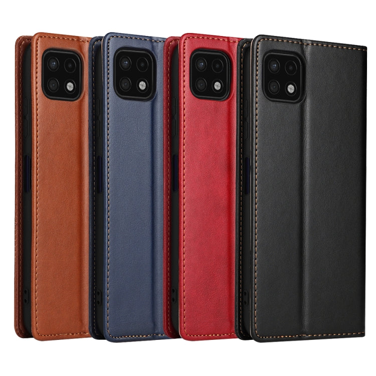 Fierre Shann PU Genuine Leather Texture Leather Phone Case, For Samsung Galaxy A22 5G