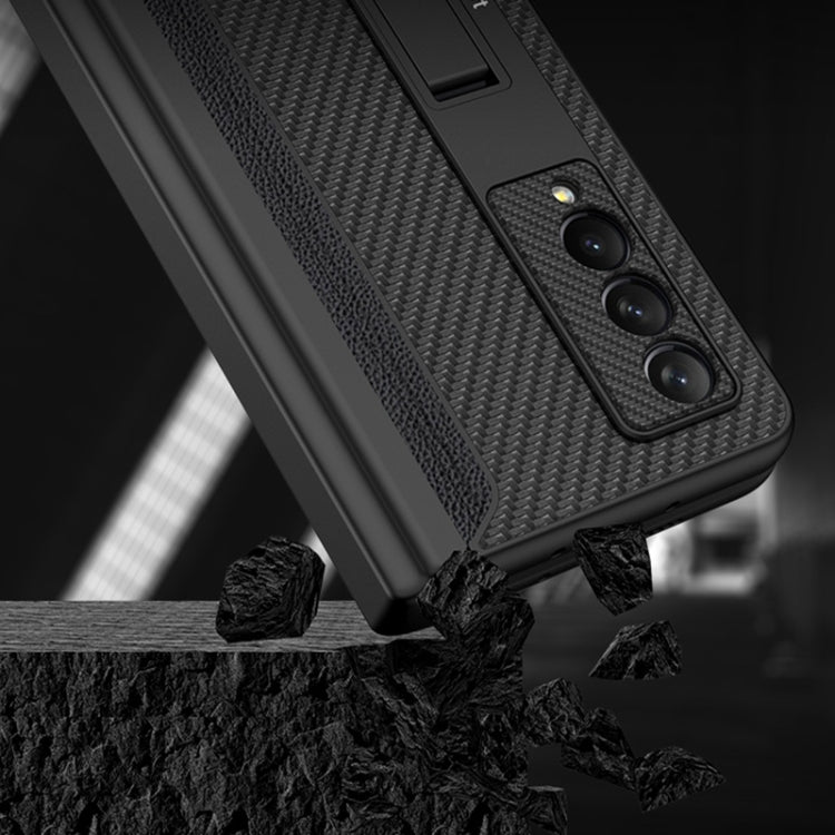GKK Magnetic Hinge Plain Leather Phone Flip Case with Pen Box, For Samsung Galaxy Z Fold3 5G
